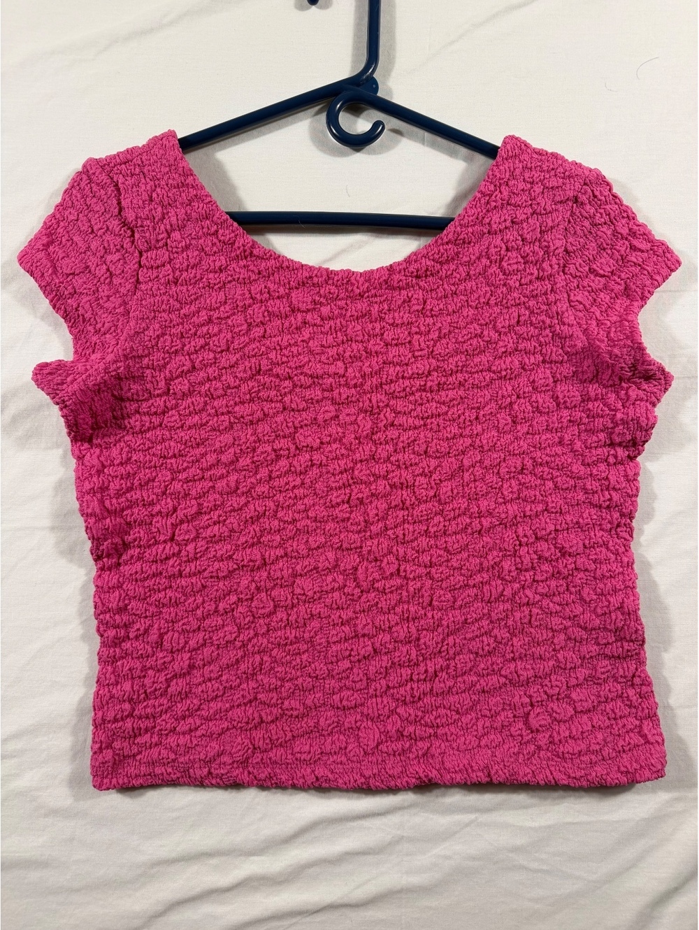Maeve Textured Pink-Purple Short Sleeve Blouse Small